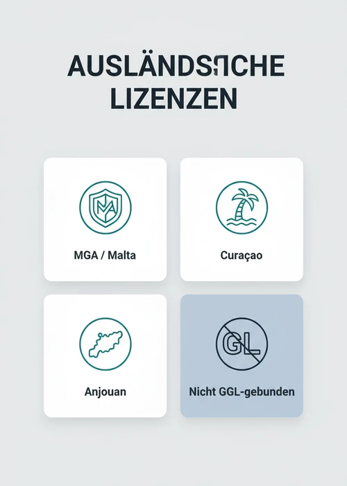 Übersichtskarte der internationalen Glücksspiellizenzen für Online-Casinos, die keine deutschen Beschränkungen haben